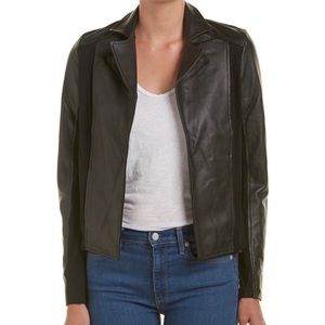 Michael Stars Leather Contrast Moto Jacket